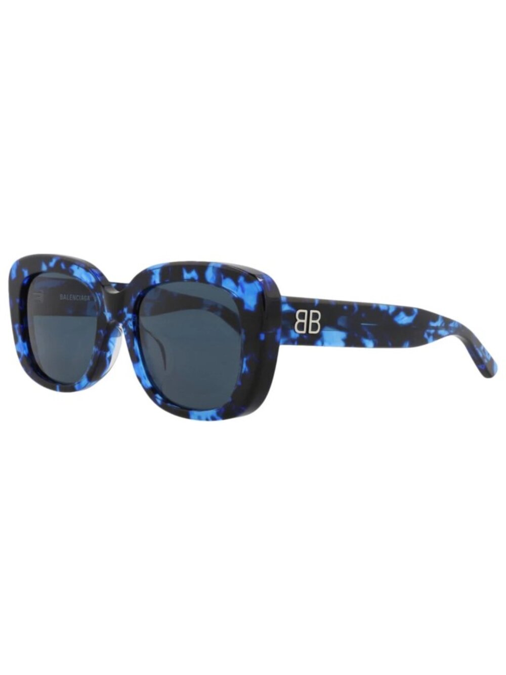 New Balenciaga Women's Sunglasses Square Rectangle Recycled Acetate Frame Blue